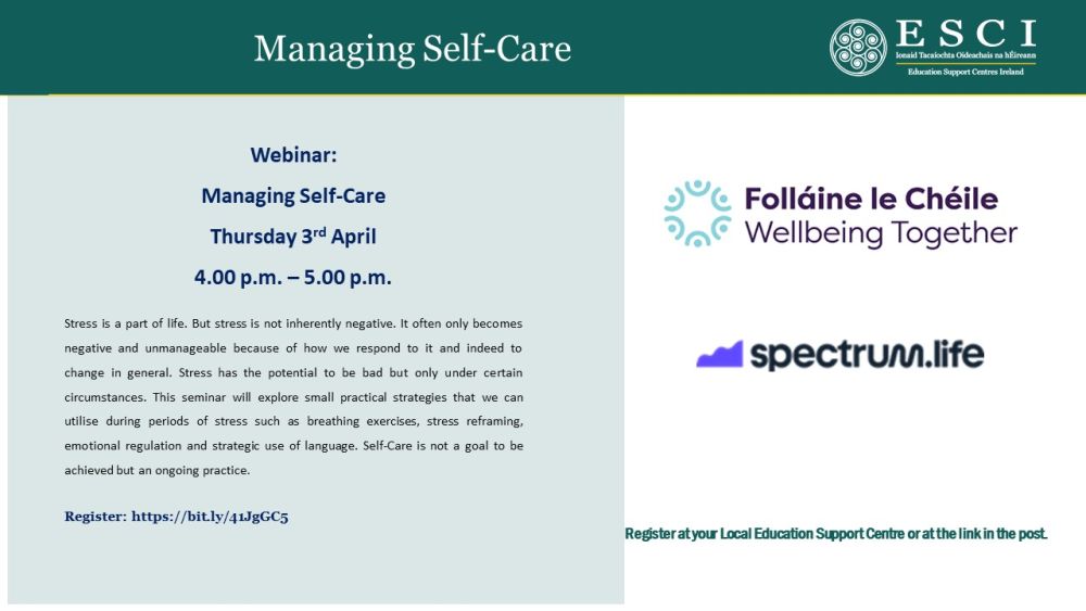 ESCI and Spectrum Life online event- Managing Self-Care 