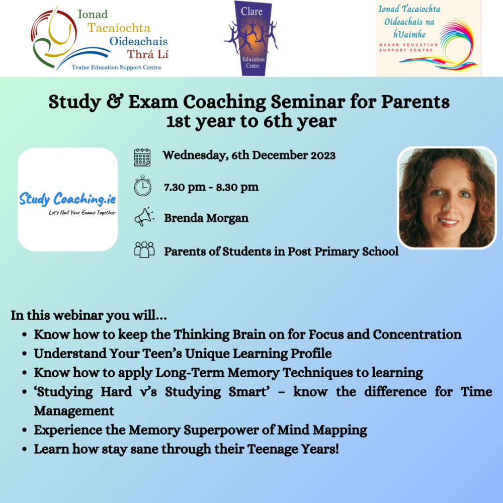AUT23-236 Study & Exam Coaching Seminar for Parents 1st year to 6th year