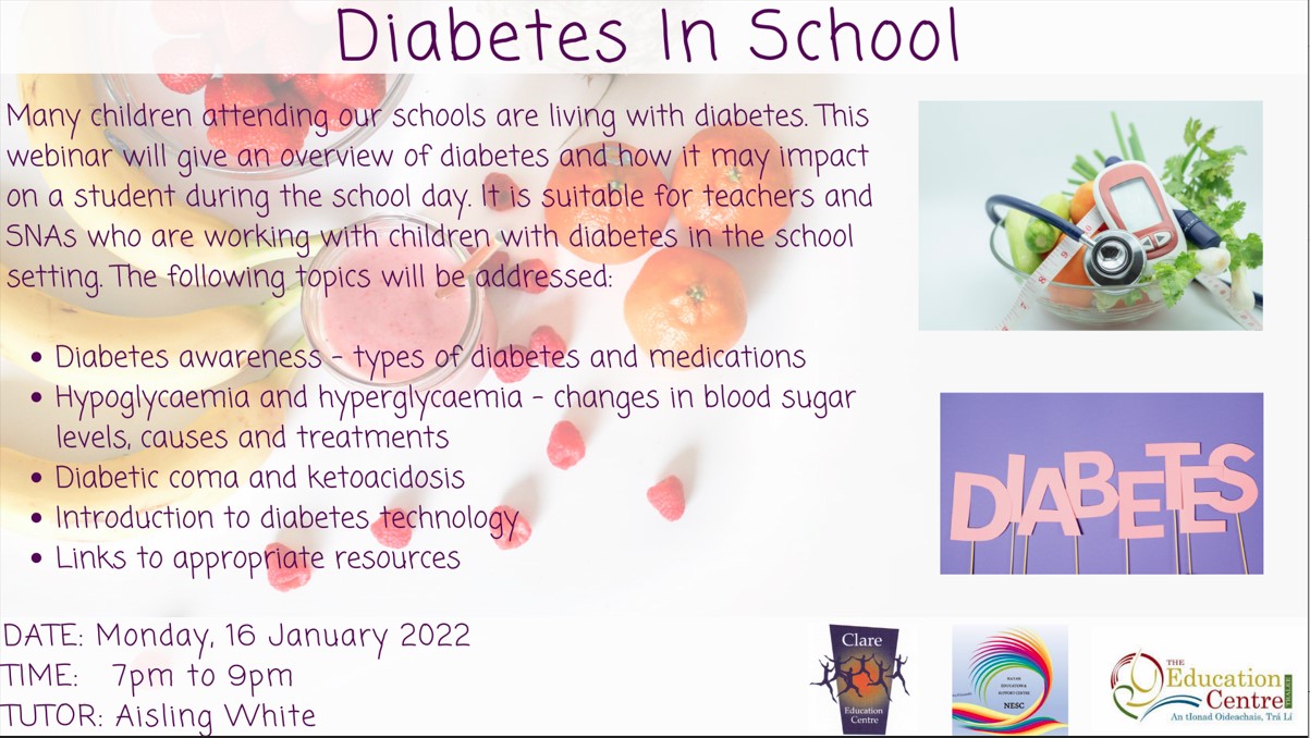 SP23103 Diabetes In School Primary Navan Education Centre Teacher CPD Courses