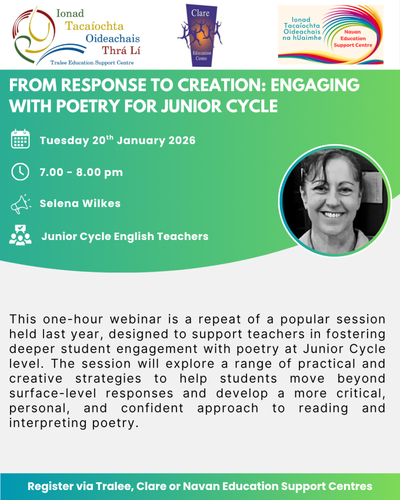 SP26-22 From Response to Creation: Engaging with Poetry for Junior Cycle