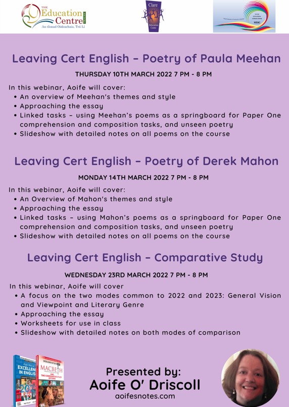 SP328-22 Leaving Cert English – Poetry of Paula Meehan