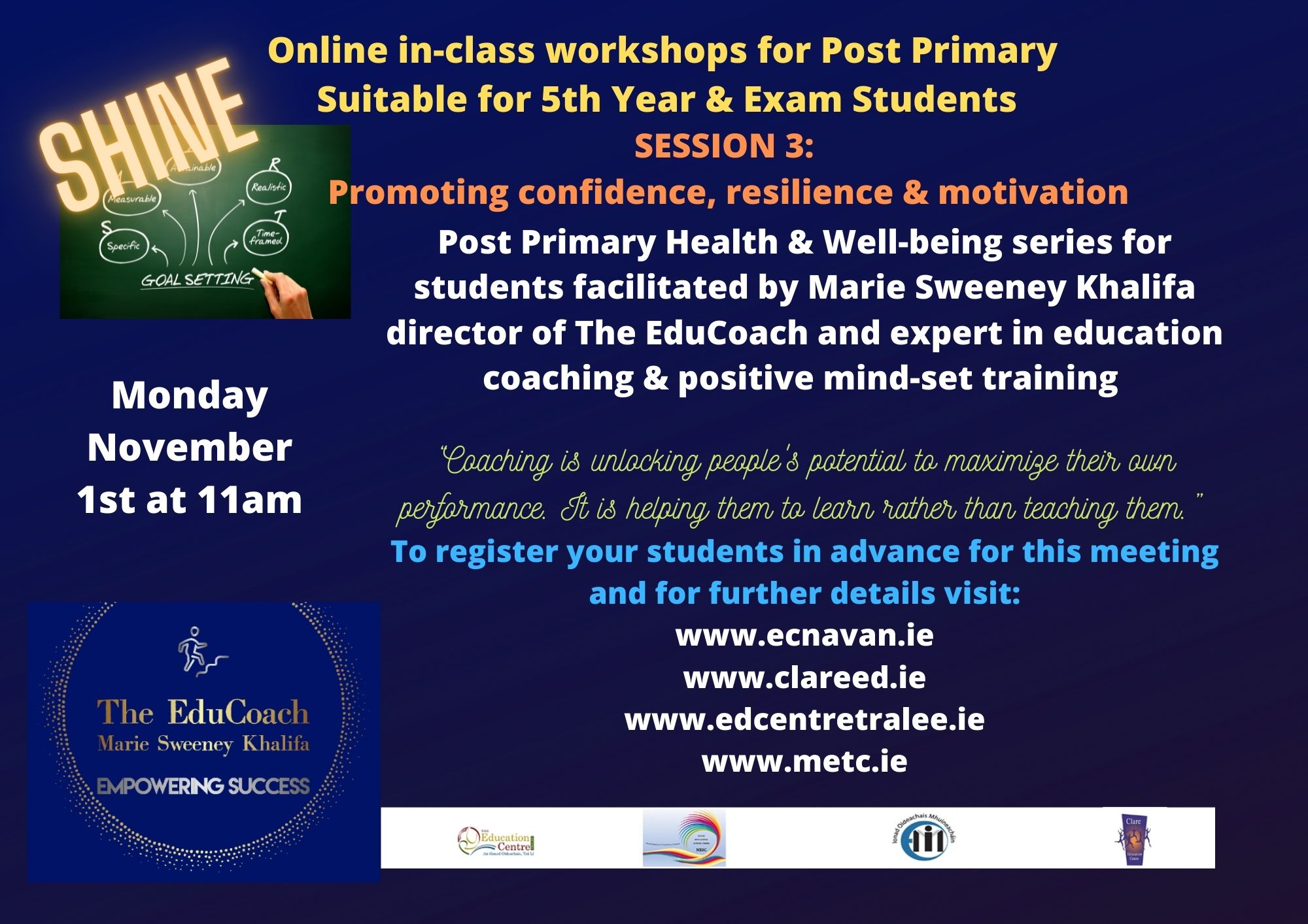 AUT259-21 SHINE- Positive Mindset Workshop for Post Primary Students Session 3 