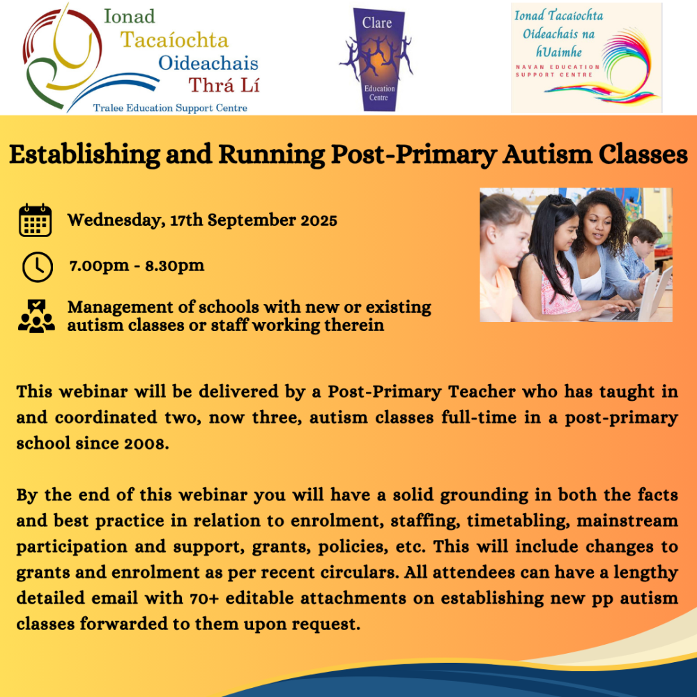 AUT25-100 Establishing and Running Post-Primary Autism Classes