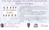 SP281-22 Irish Sign Language (ISL) in the classroom for Teachers and SNAs 