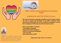AUT22-159LGBTI+ Teacher Awareness Workshops for Post Primary Teachers ( Series of 3 Workshops) 