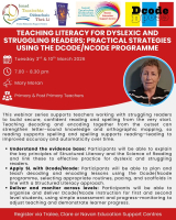 SP26-102 Teaching Literacy for Dyslexic and Struggling Readers: Practical Strategies Using the Dcode/Ncode Programme