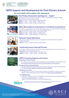 POST PRIMARY NEPS WEBINARS FROM 23rd September -  16th October 2025